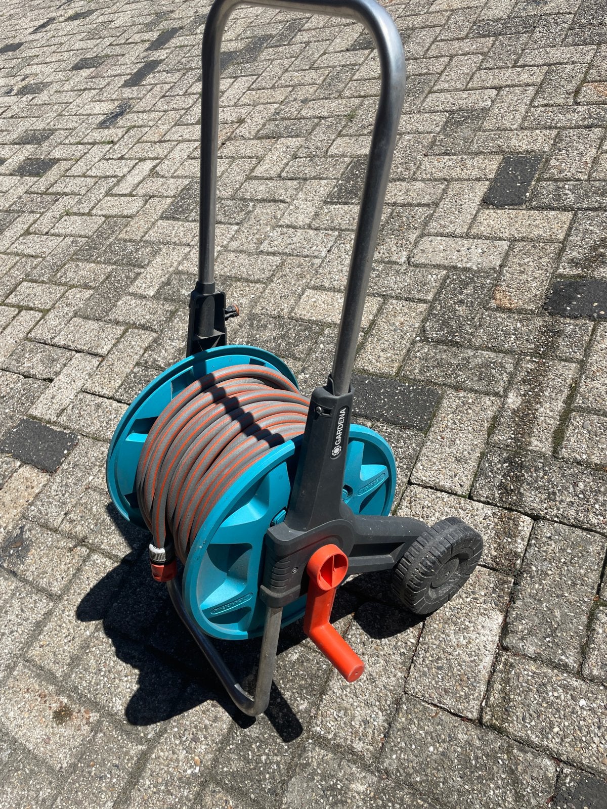 Gardena tuinslanghaspel met slang, Tuin en Terras, Tuinslangen, Ophalen, Gebruikt, Tuinslanghaspel