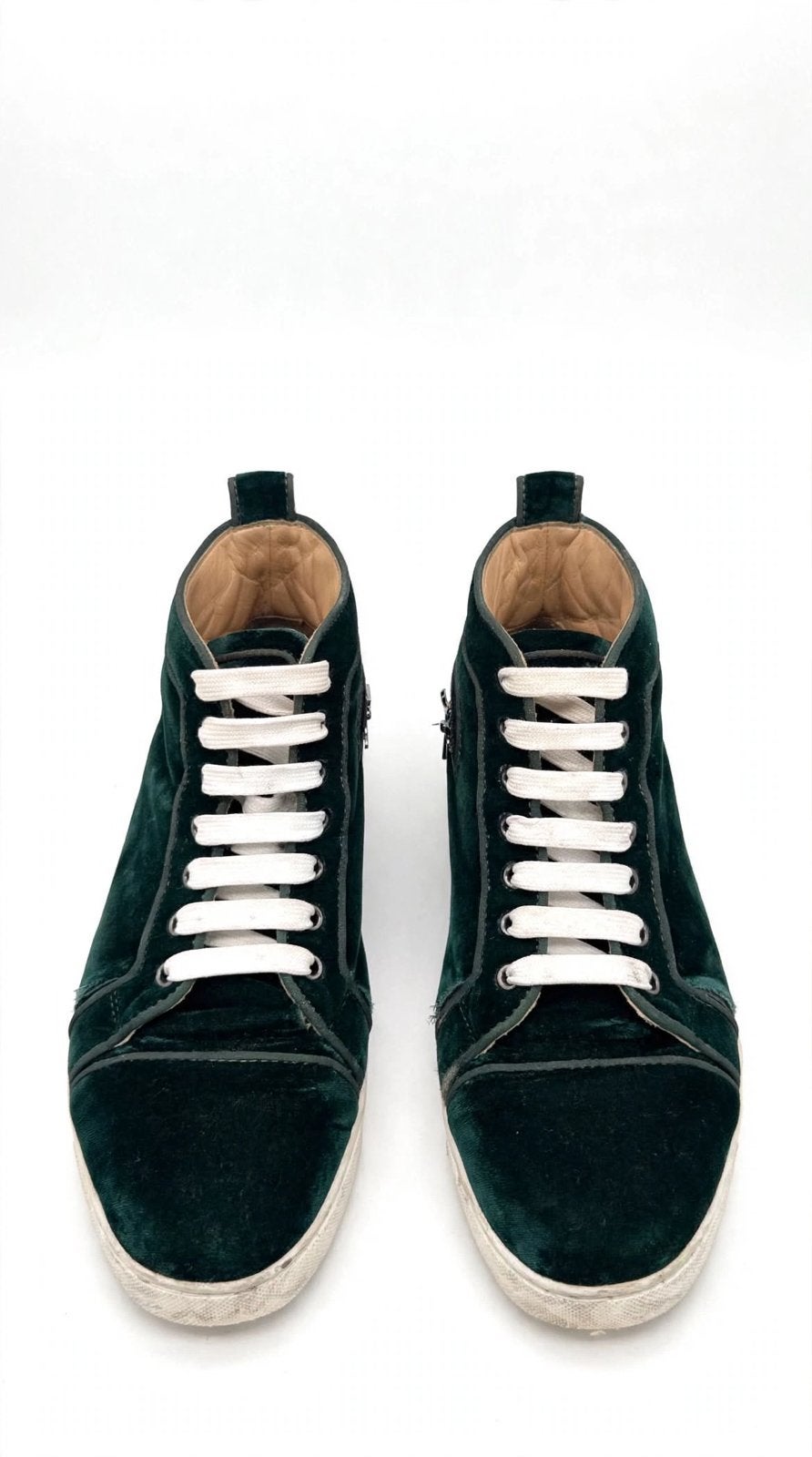 Christian Louboutin Louis Flat Velvet - Emerald Green, Ophalen of Verzenden, Zo goed als nieuw, Rood, Sneakers of Gympen