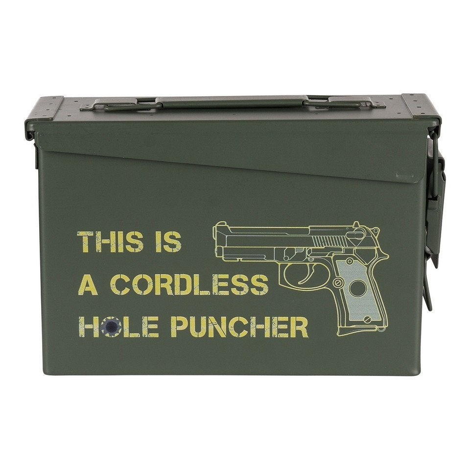 Munitie,Box,Metaal,30,Cal,This,Is,A,Cordless,Hole,Puncher, Verzenden, Landmacht, Amerika, Kist of Geocache