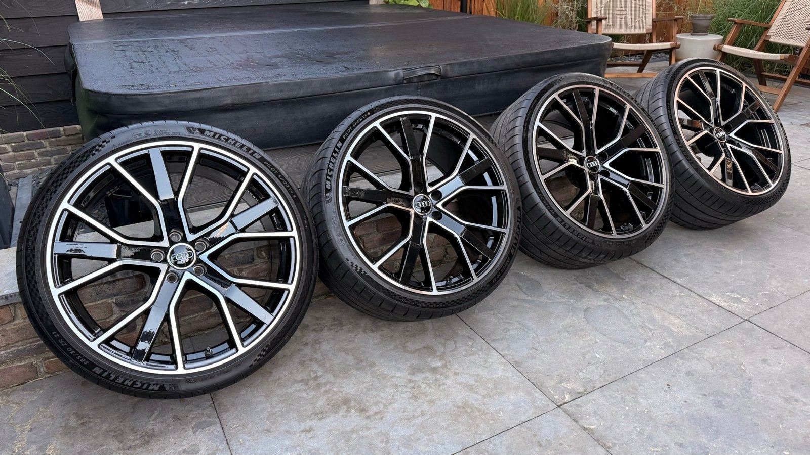 21" Velgen met Michelin Pilot Sport 4S voor oa Audi RS6 RS7, Ophalen, Gebruikt, 285 mm, Banden en Velgen