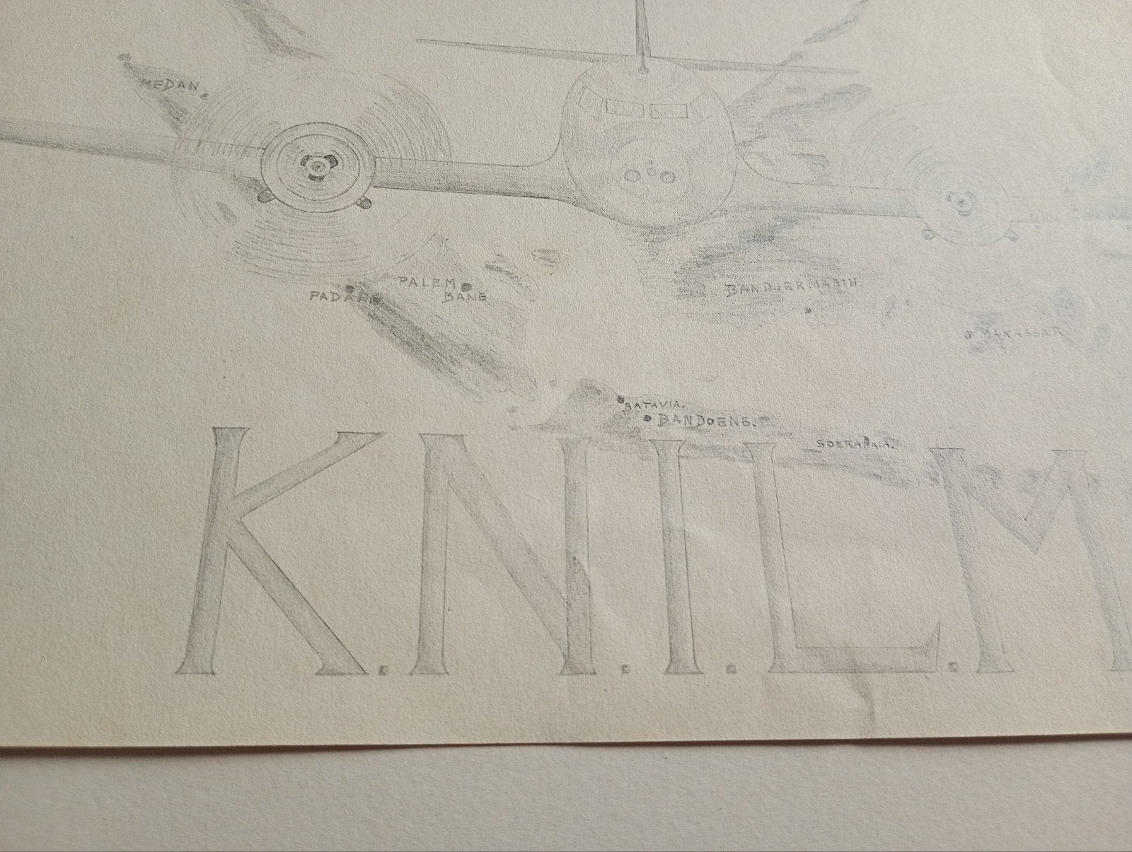 Tekening KNIL M eind jaren 30, Ophalen of Verzenden, Nederland