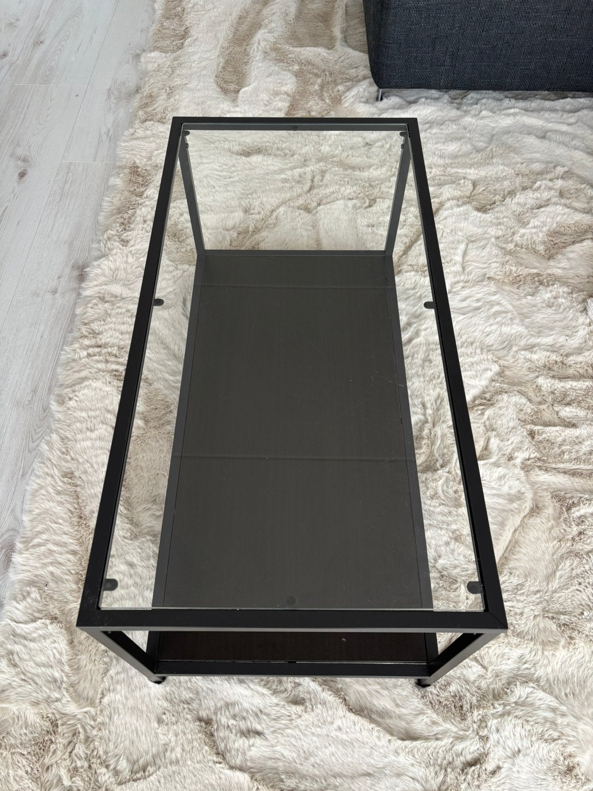 Salontafel zwart - glas - hout, Ophalen, Minder dan 50 cm, Gebruikt, 100 tot 150 cm