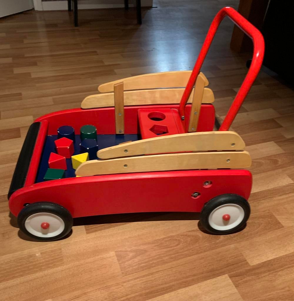 Houten loop wagen, Verzenden, Zo goed als nieuw, Duw- of Trekspeelgoed