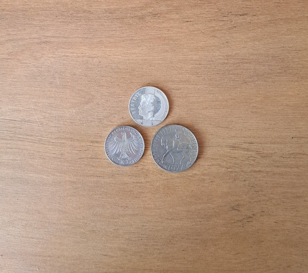 Lot van 3 Europese Herdenkingsmunten, Postzegels en Munten, Setje, Zilver, Overige landen, Overige waardes