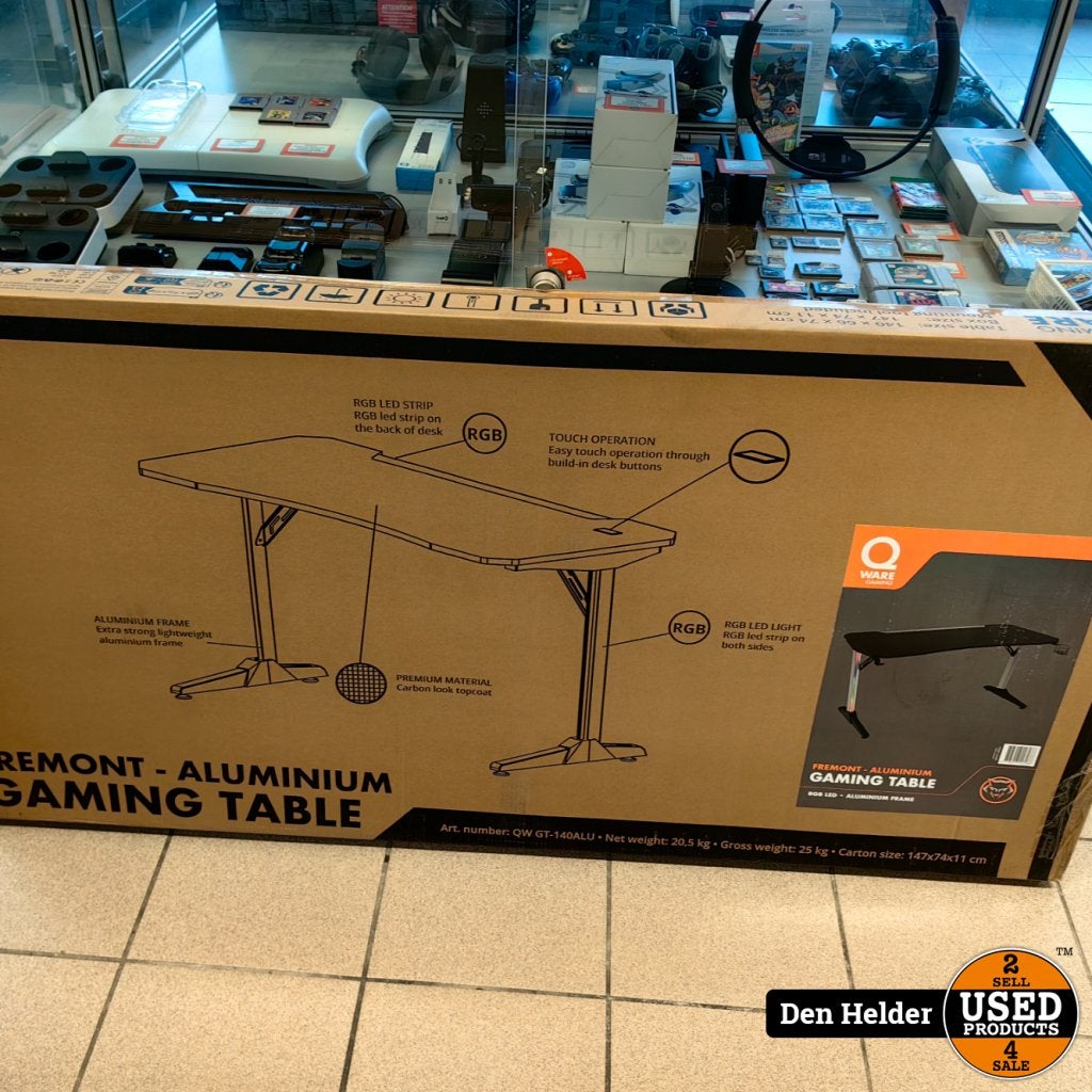 Qware Gaming Tafel RGB Fremont 140 - Nieuw in Doos