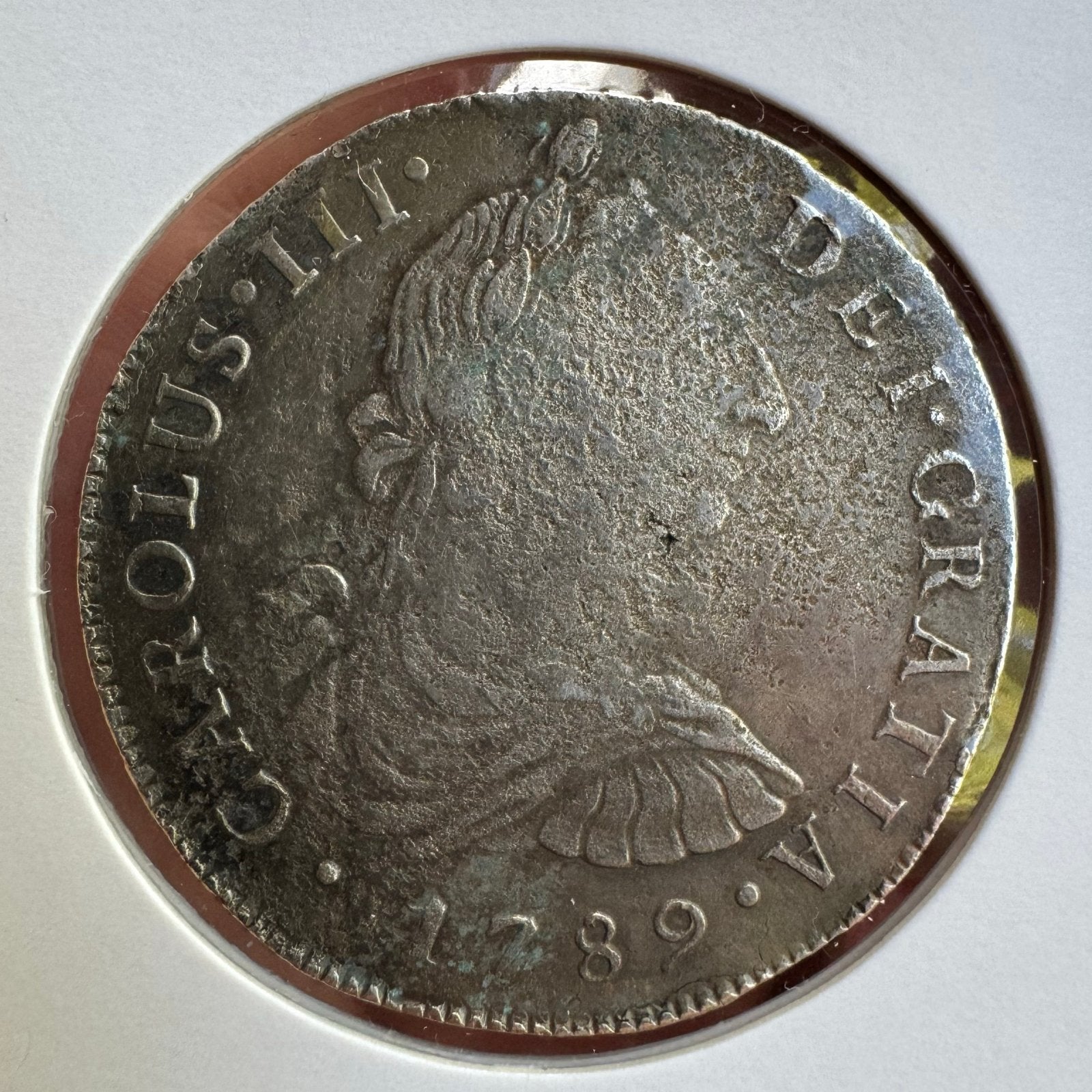 Zilveren Spaanse 8 Reales munt Carlos III 1789 LIMA, Postzegels en Munten, Ophalen of Verzenden, Losse munt, Zilver