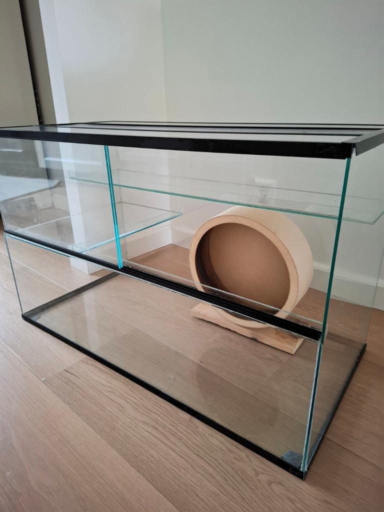 Gerbilarium, hamsterkooi, glazen hok., Dieren en Toebehoren, Ophalen, 75 tot 110 cm, Hok, Minder dan 60 cm