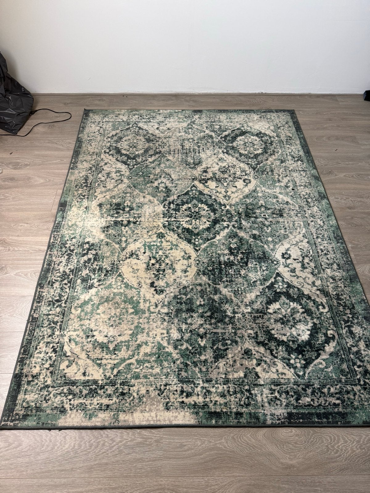 Vintage vloerkleed 230x170 cm - Groen/Crème, Ophalen, Gebruikt, 150 tot 200 cm, 200 cm of meer