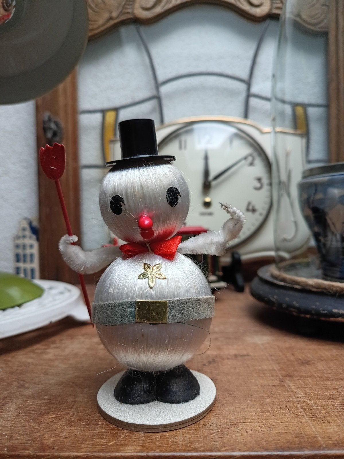 oma's vintage kerstdecoratie sneeuwpop made in Japan, Ophalen, Gebruikt