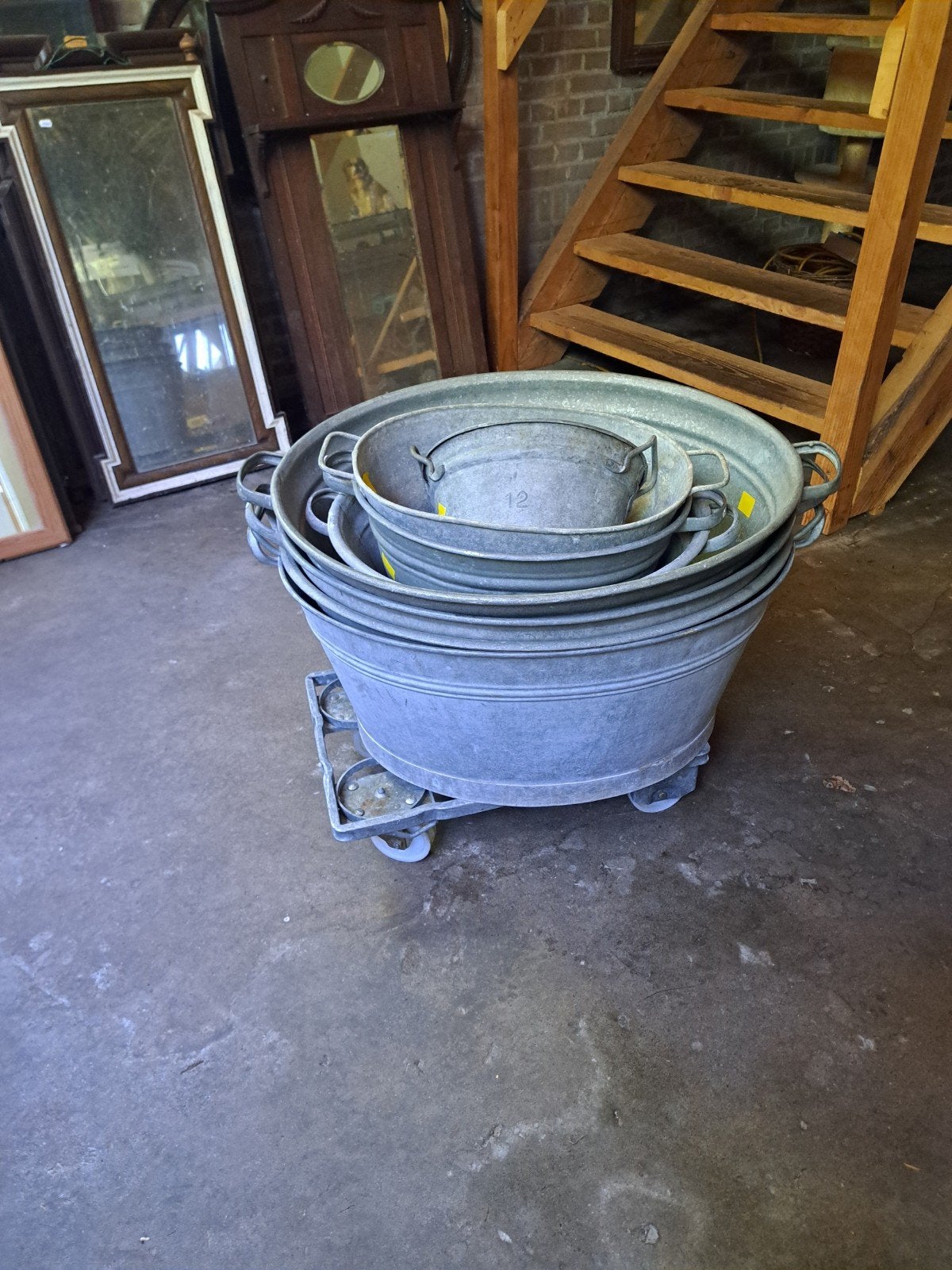 Prachtige zinken teil, Tuin en Terras, Bloembakken en Plantenbakken, Ophalen, Zo goed als nieuw, Metaal, 30 tot 60 cm