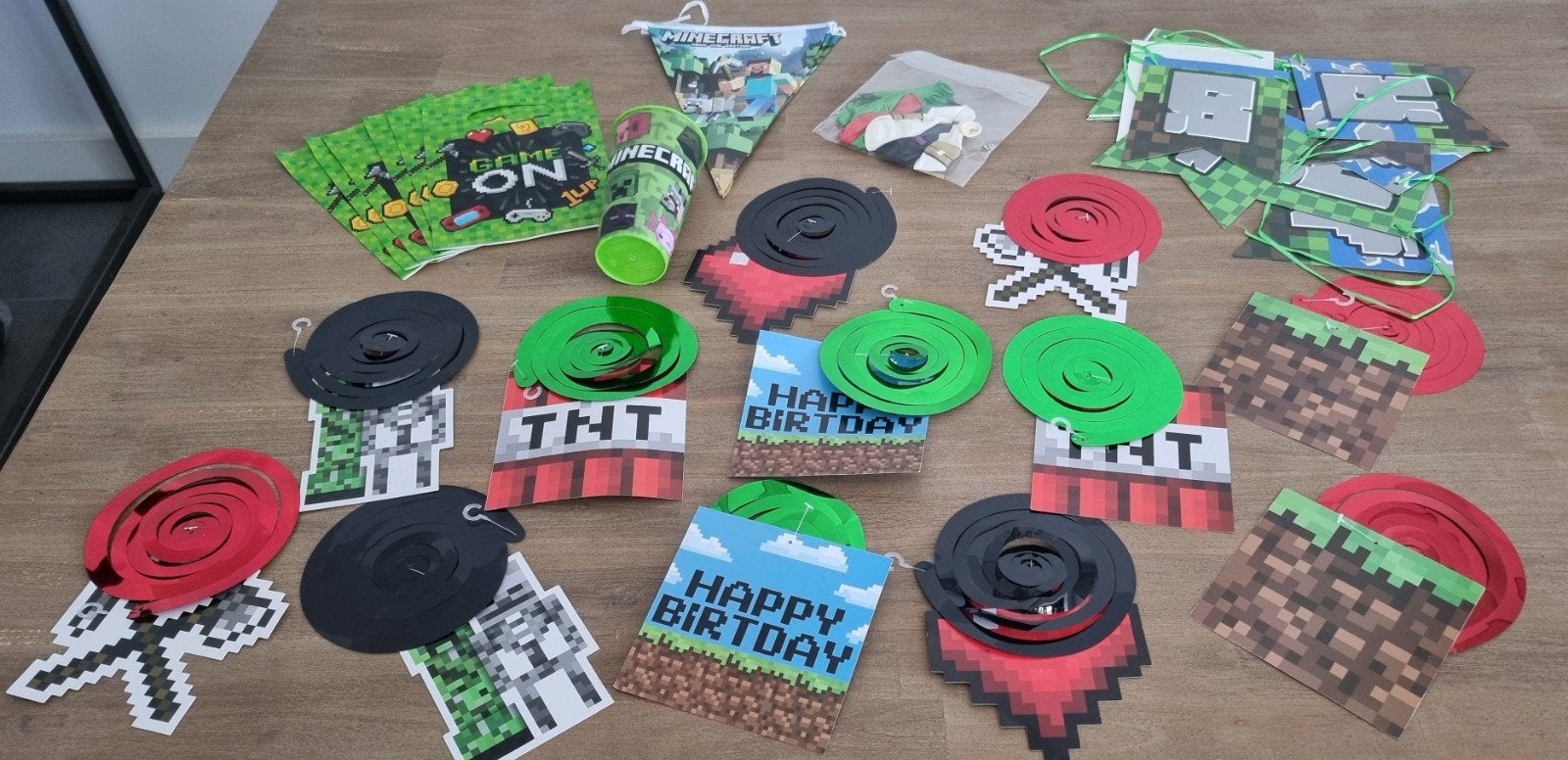 Minecraft decoratie party verjaardag slingers  set diverse, Ophalen, Versiering