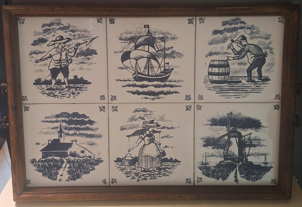 vintage dienblad met oud hollandse tegeltjes, Antiek en Kunst, Ophalen of Verzenden