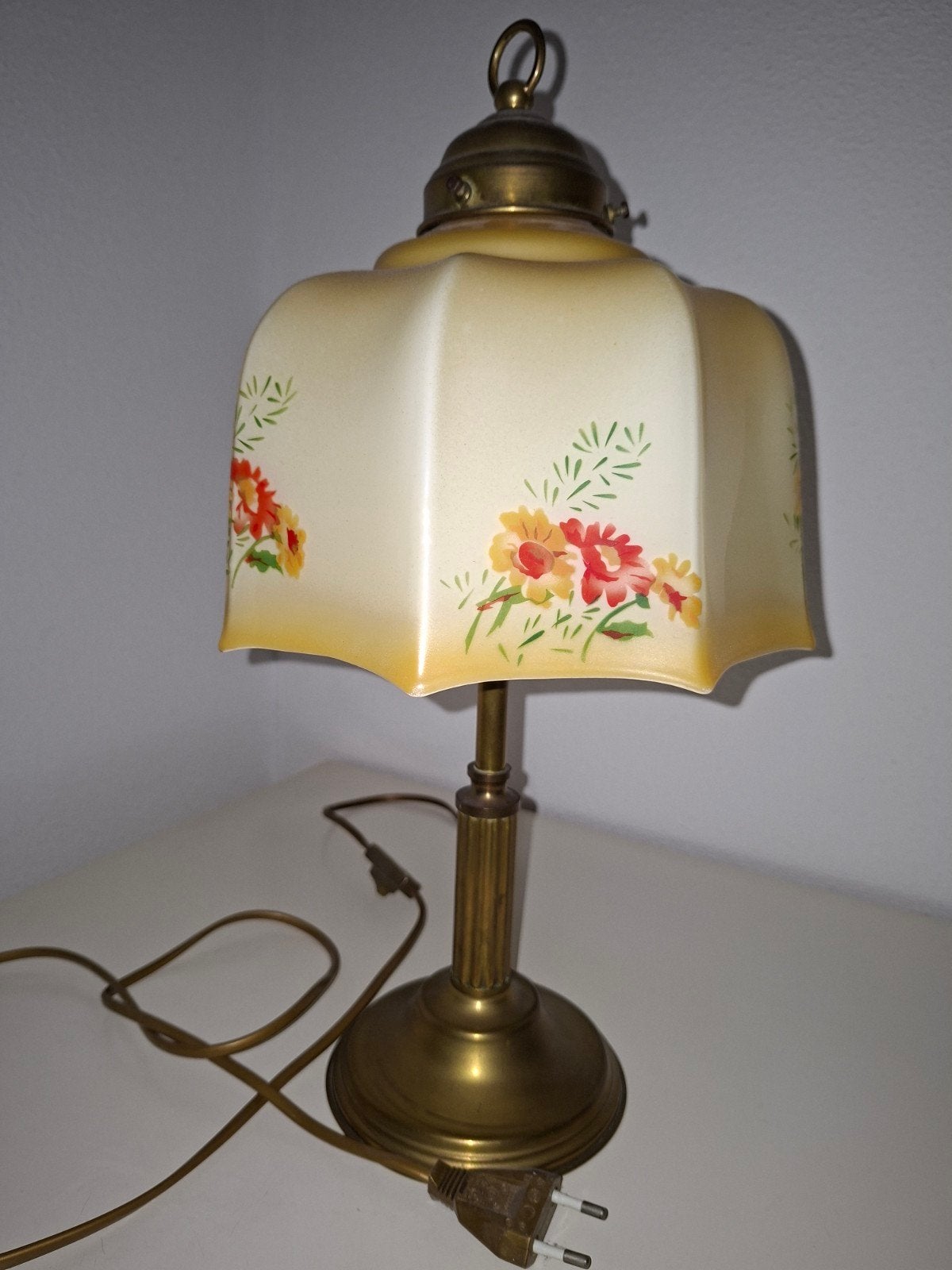 Vintage Tafellamp met Bloemmotief, Ophalen of Verzenden