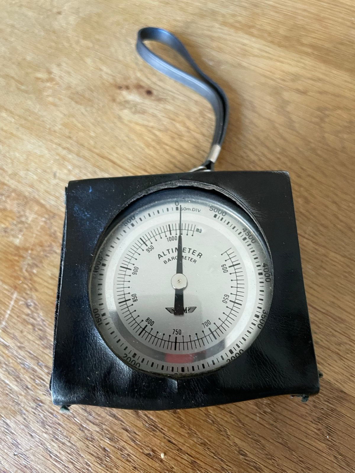 Vintage Altimeter Barometer in Leren Hoesje, Ophalen of Verzenden, Gebruikt, Barometer