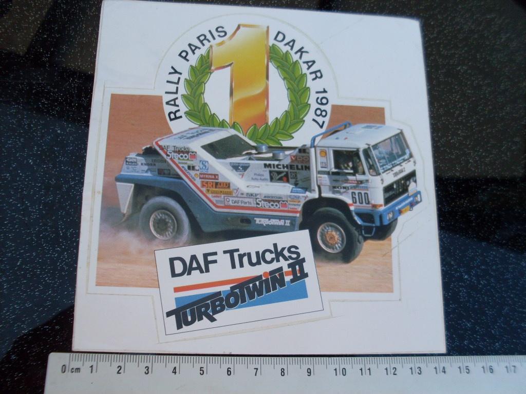 sticker DAF trucks TurboTwin II rally paris dakar 1987, Verzenden, Zo goed als nieuw, Auto of Motor
