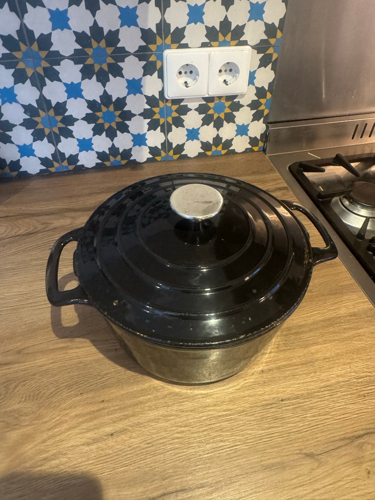 ProCook Gietijzeren Braadpan 26cm Zwart, Ophalen, Gebruikt, Met deksel, Overige merken