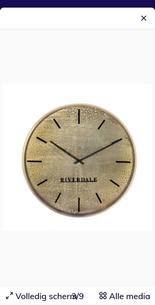 Riverdale Wandklok 50 cm Doorsnee - Nieuw in Doos, Ophalen of Verzenden, Nieuw, Wandklok