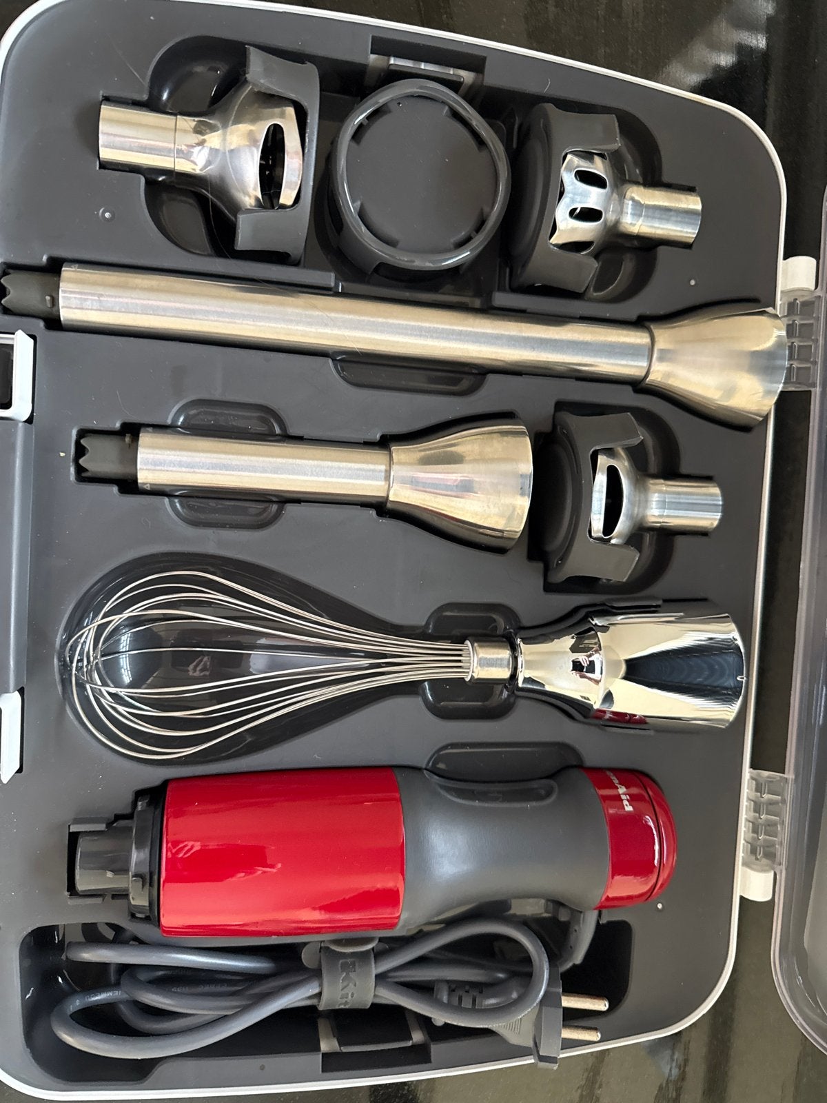 KitchenAid staafmixer set met diverse accessoires, 3 snelheden of meer, Ophalen of Verzenden, Zo goed als nieuw, Vaatwasserbestendig
