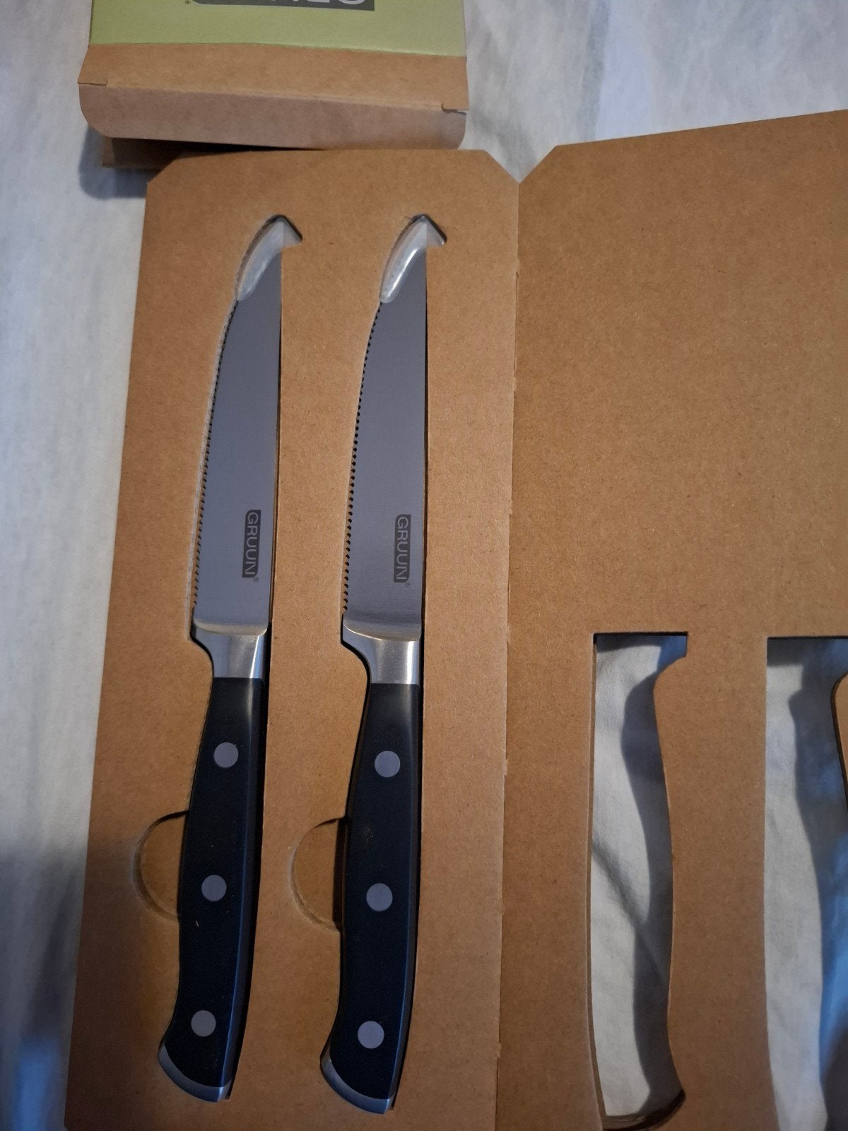Gruun steak knife set 2 stuks, Los bestek, Nieuw, Ophalen of Verzenden, Rvs of Chroom