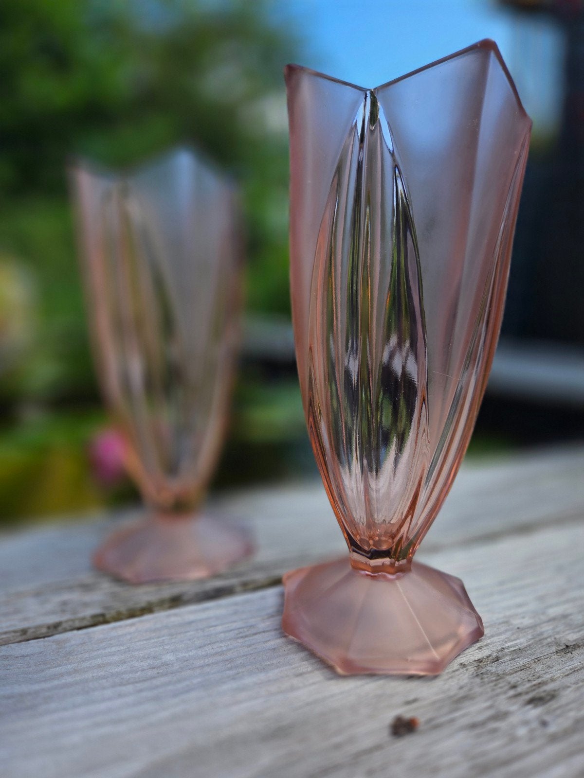 Art Deco vazen • Rosaline roze persglas, 1930, Ophalen of Verzenden