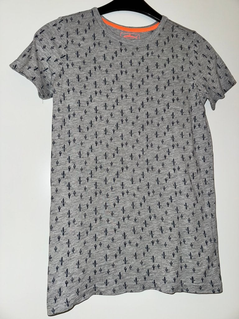 Hema 158 164 shirt tshirt grijs grijze cactussen cactus, Verzenden, Zo goed als nieuw, Jongen, Shirt of Longsleeve