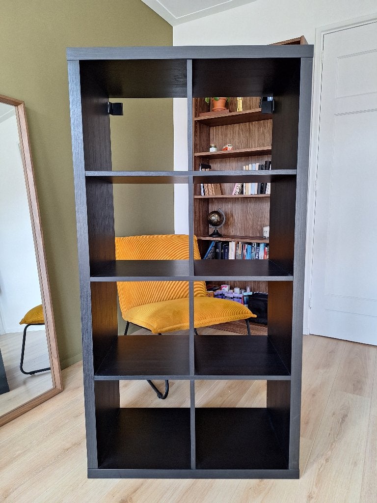 Kallax kast IKEA | zwart | 8 vakken, Huis en Inrichting, Ophalen, Met plank(en), 100 tot 150 cm, 50 tot 100 cm