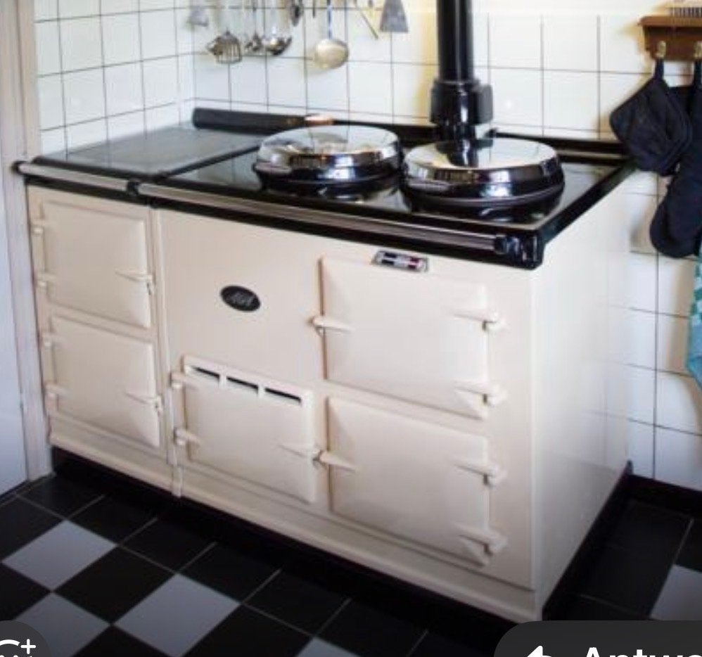 Klassiek Aga fornuis - Crème, 2 bakplaten, 4 ovens, Ophalen, Gebruikt, 60 cm of meer, 4 kookzones