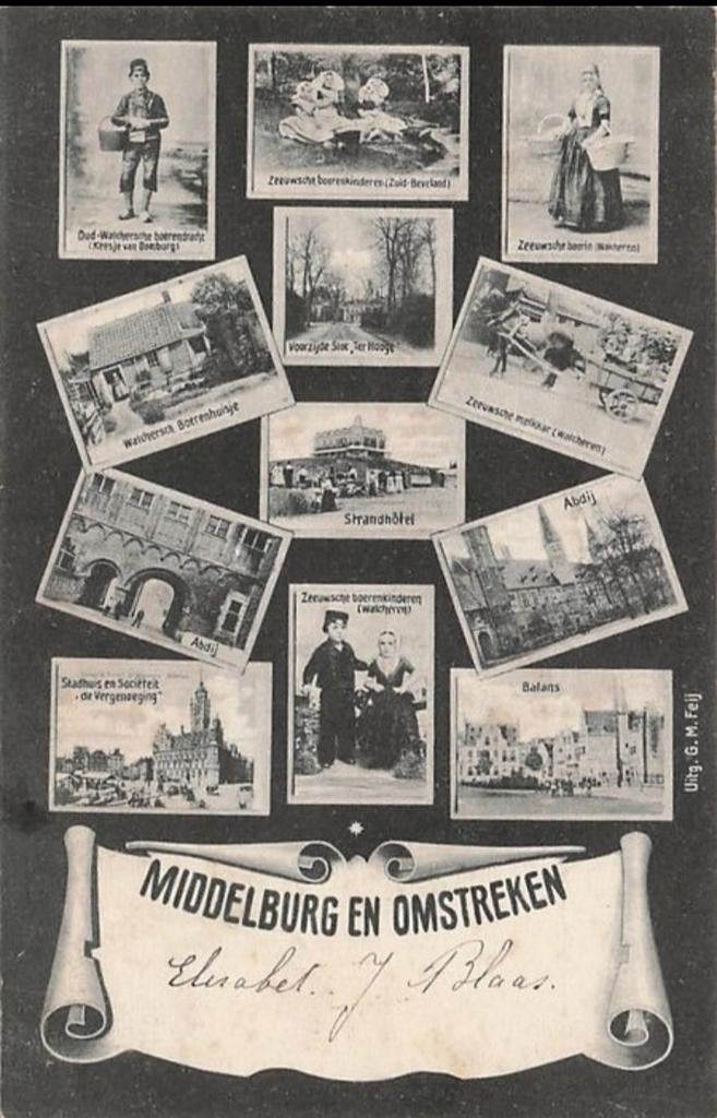 Groeten uit Middelburg en omstreken zeldzame 12 Luik kaart, Verzenden, Voor 1920, Gelopen, Zeeland