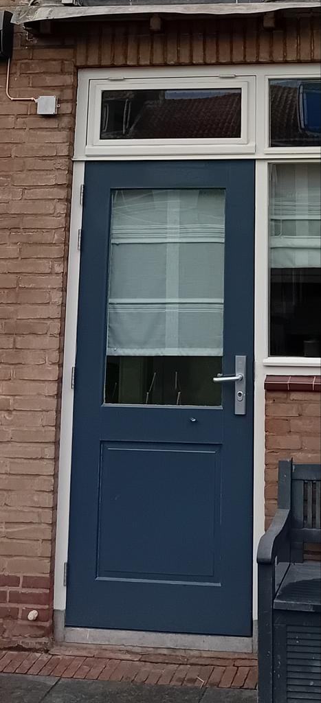 Hardhouten buitendeuren met dubbel glas - Goede staat, Ophalen, Gebruikt, 80 tot 100 cm, Buitendeur