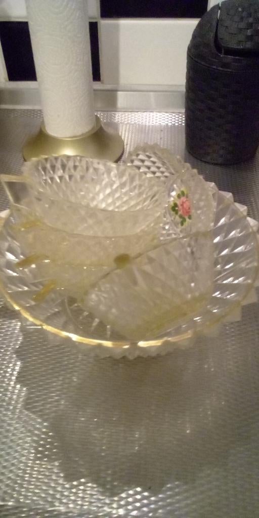 Retro bowlset 7 delig glas lubiana italy, Ophalen, Huis en Inrichting