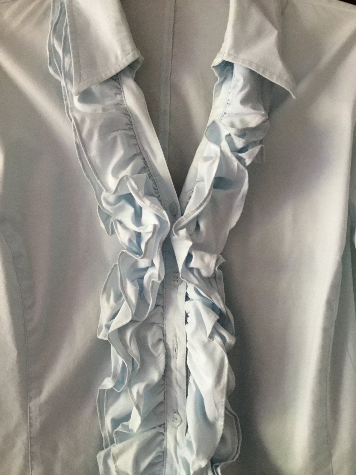 Mooie Scarva katoenen blouse met rek, maat 38, blauw, Ophalen of Verzenden, Gedragen, Maat 38/40 (M), Blauw