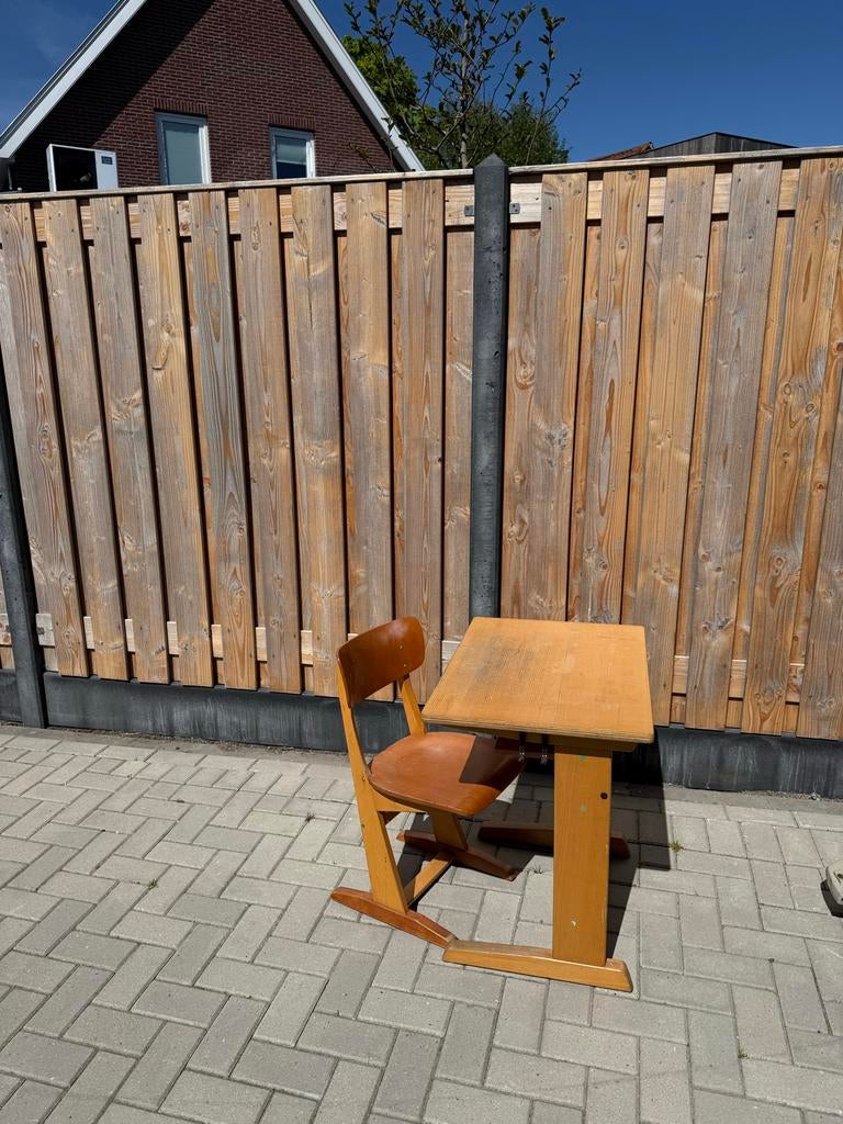 Vintage schooltafel en stoel - Hout, Ophalen