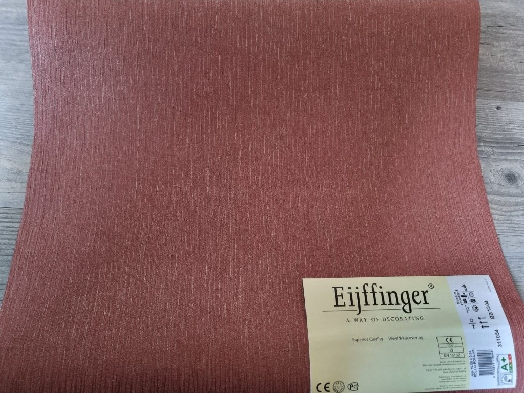 Eijffinger behang steenrood reliëf nr 311054 voorradig, Ophalen of Verzenden, 75 m² of meer, Rood