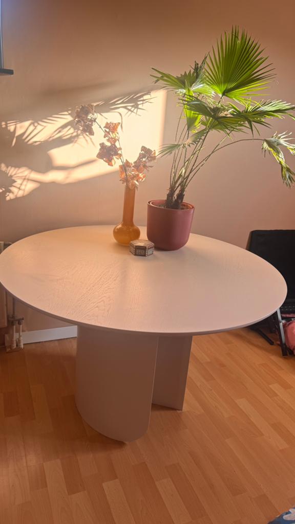 Ronde eettafel design Fest Plateau beige sand 120cm, Huis en Inrichting, Tafels | Statafels, Ophalen, Zo goed als nieuw