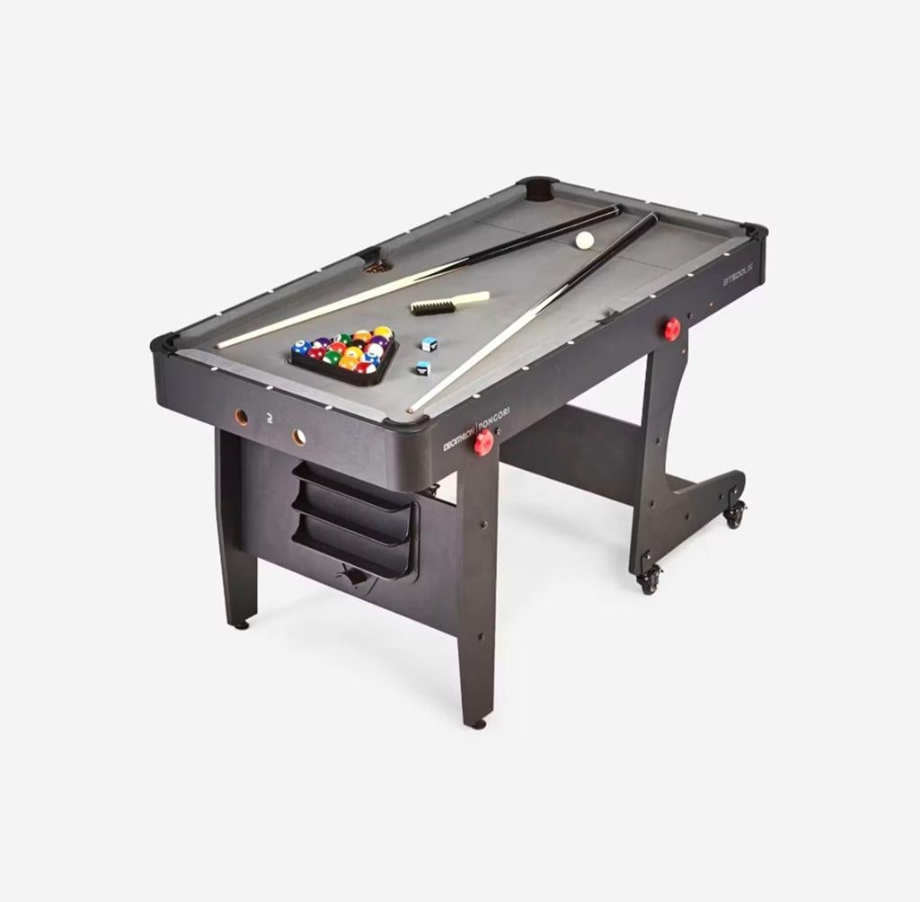 Opklapbare pooltafel BT 500 grijs laken Pongori (Decathlon), Ophalen, Zo goed als nieuw, Pooltafel