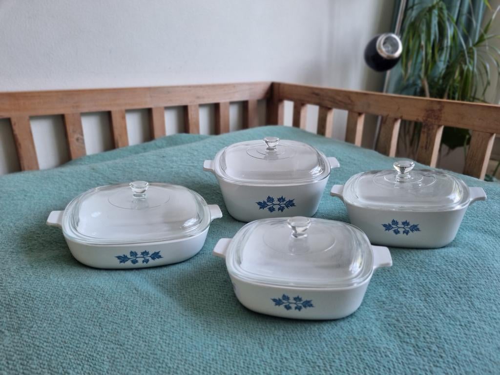 Vintage Pyroflam ovenschalen set met deksel jaren 70, Pyroflam, M, Ophalen of Verzenden, Zo goed als nieuw