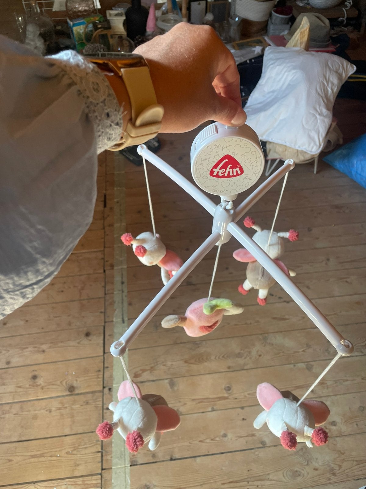 Fehn Baby Mobiel met Knuffels - Zo goed als nieuw, Ophalen, Zo goed als nieuw, Mobiel