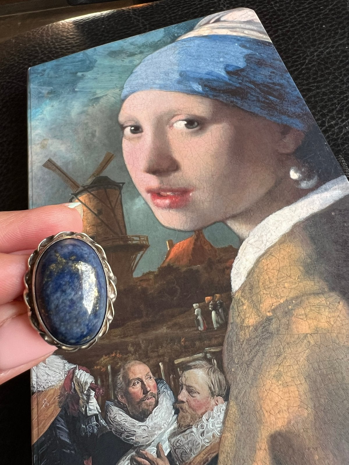 Zilveren ring met Lapis Lazuli edelsteen, Gebruikt, Blauw, Ophalen of Verzenden, 17 tot 18