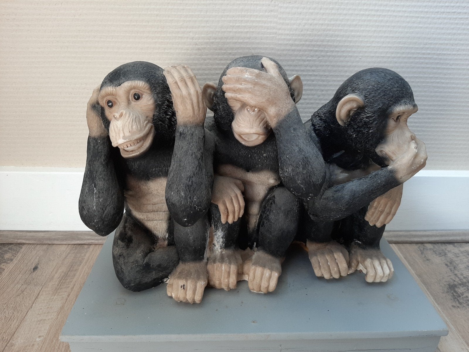 Horen zien en zwijgen apen beeld, Ophalen of Verzenden, Dier