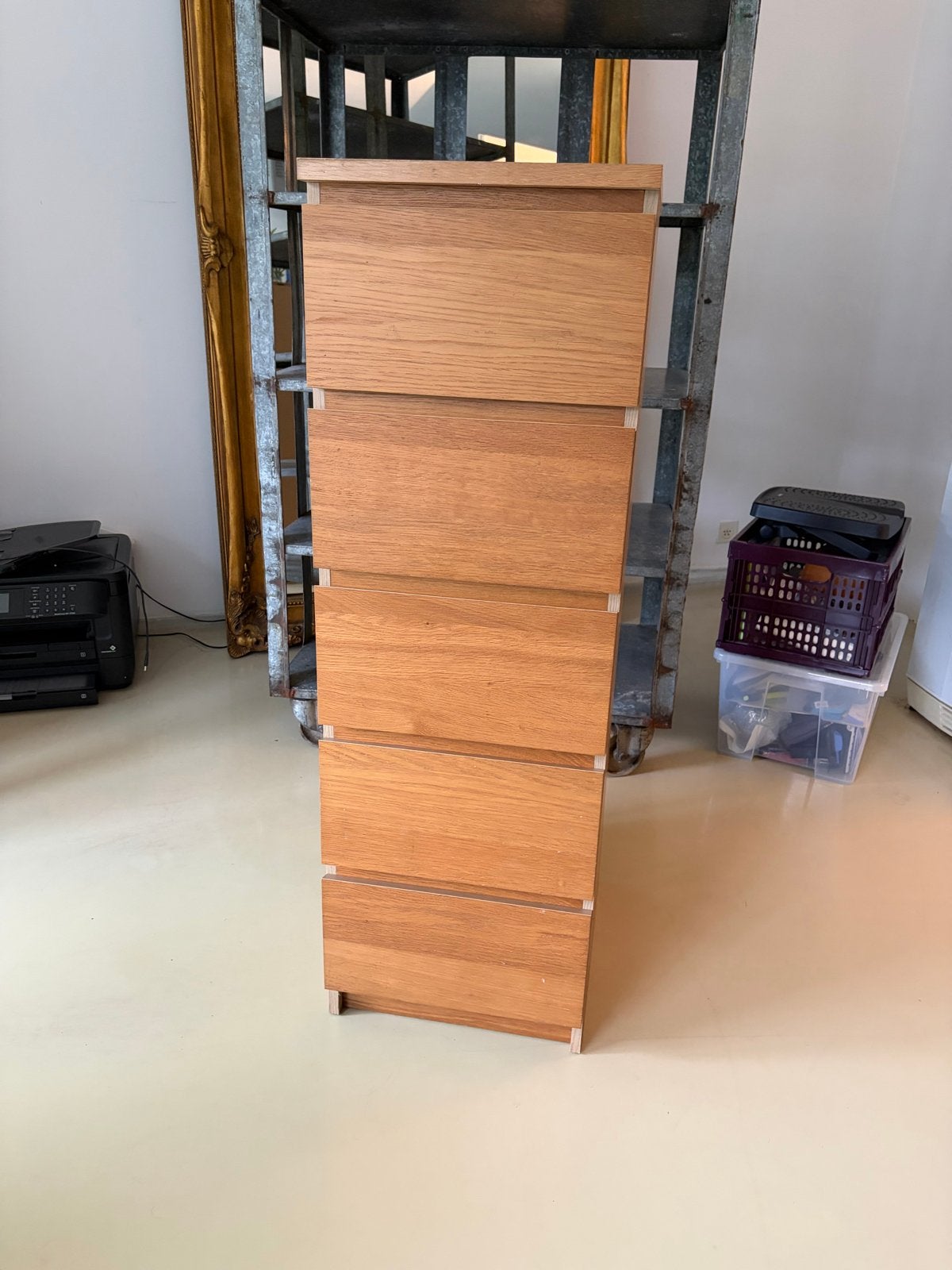 Houten ladekast IKEA Malm met 5 laden - Eikenhout, Huis en Inrichting, Kasten | Ladekasten, Minder dan 50 cm, Gebruikt, 5 laden of meer