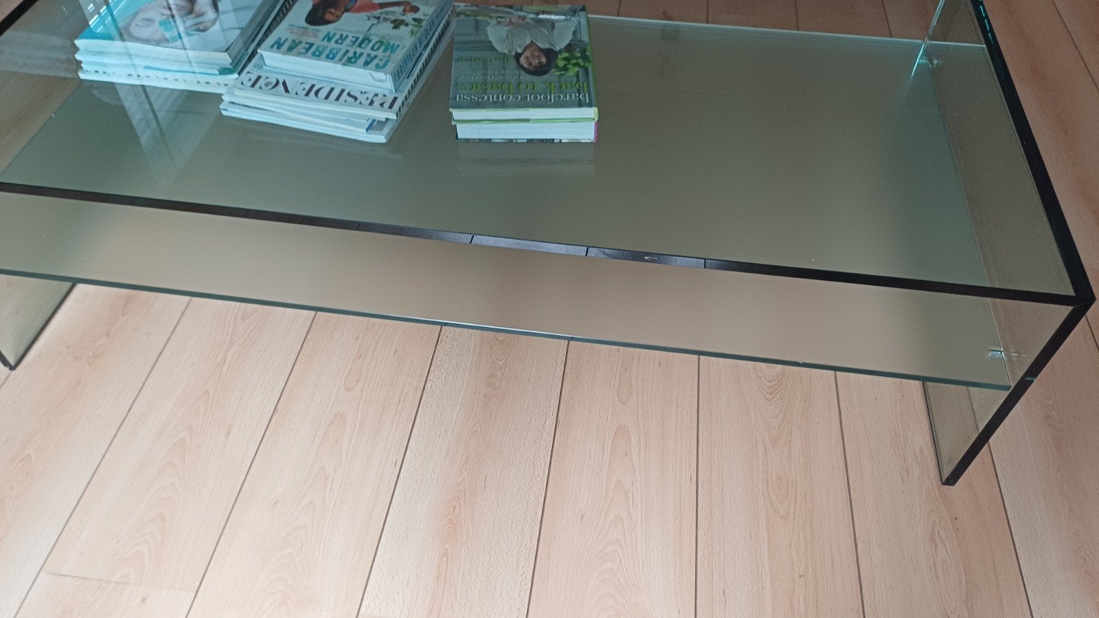Tonelli Italiaans design glazen tafel - Wegens verhuizing, Ophalen, Gebruikt, Glas, Rechthoekig