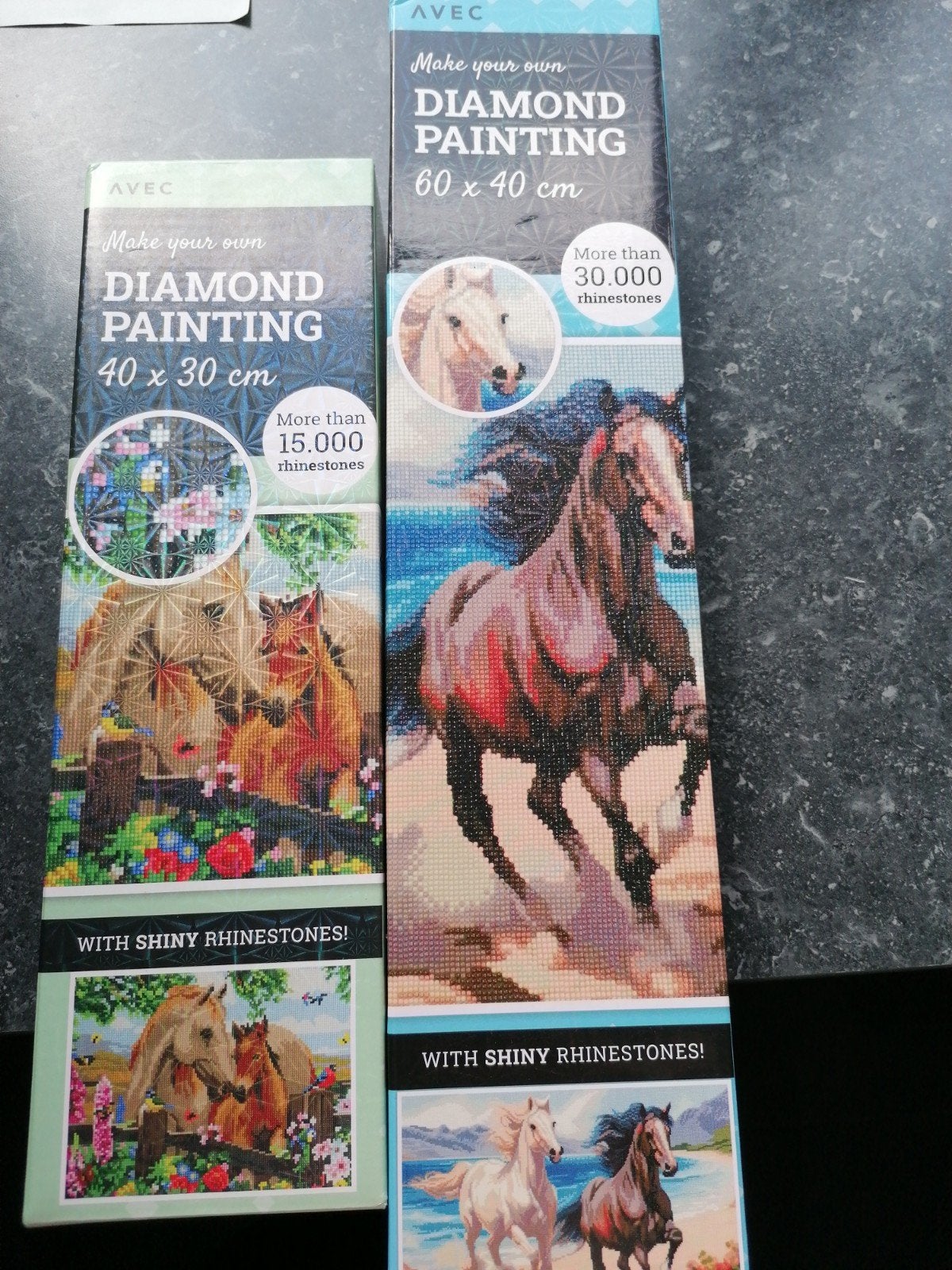 Diamond Painting Paarden - 2 complete sets, Nieuw, Meerkleurig, Ophalen of Verzenden, Kunststof