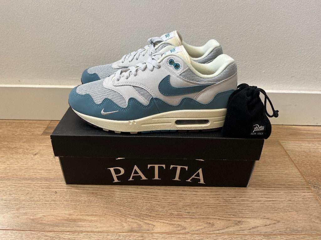 Patta x Nike Air Max 1 Waves Noise Aqua — US 8 / EU 41 — DS, Kleding | Heren, Schoenen, Blauw, Nike, Nieuw, Ophalen of Verzenden