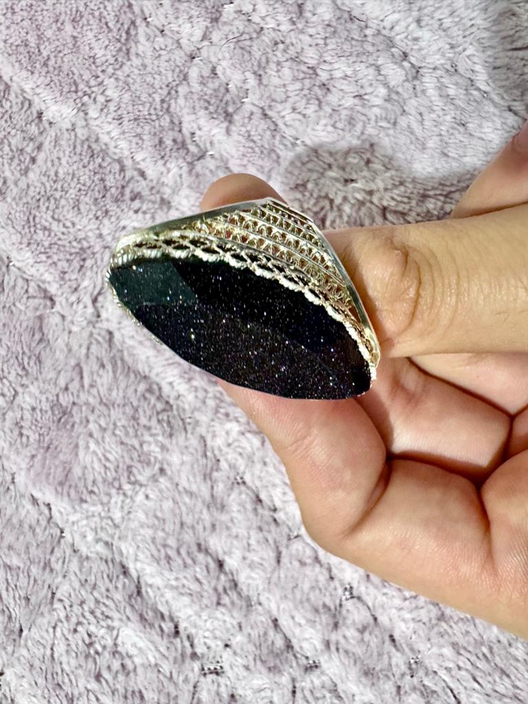 Luxe Peruaanse Zilveren Ring met Goudsteen, Nieuw, Ophalen of Verzenden, 17 tot 18, Met edelsteen