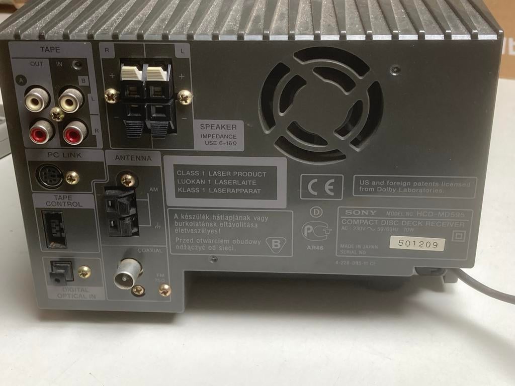 Sony DHC-MD595 Compact Disc Deck Receiver met afstandsbedien, Ophalen of Verzenden, Zo goed als nieuw