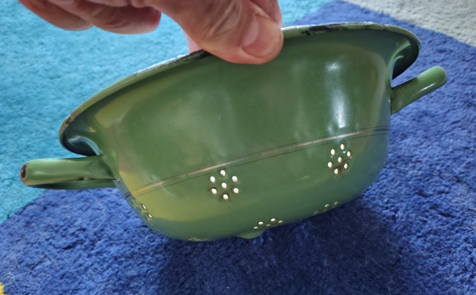 Vintage Groene Emaille Vergiet - Keuken Retro, Antiek en Kunst, Antiek | Emaille, Ophalen of Verzenden