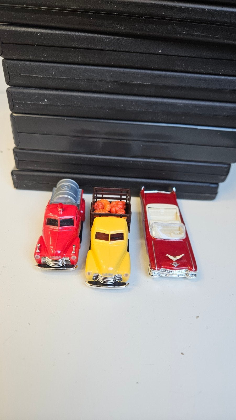 Set van 3 vintage speelgoedauto's - rood, geel, rood, Ophalen of Verzenden, Gebruikt, Auto, Overige merken