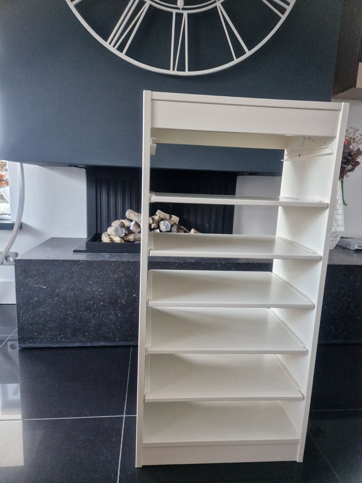 TROFAST Basiselement, wit, met 6 planken, Ophalen, Gebruikt