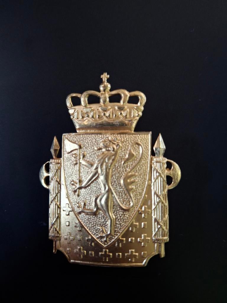 Noors Politie Embleem - Petbadge met Kroon en Leeuw, Verzamelen, Militaria | Algemeen, Ophalen of Verzenden