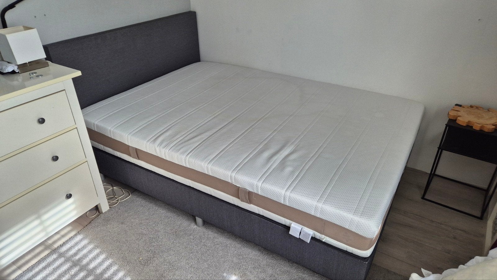 Tweepersoons boxspring met hoofdbord en matras, Ophalen, Verstelbaar, Tweepersoons, 140 cm